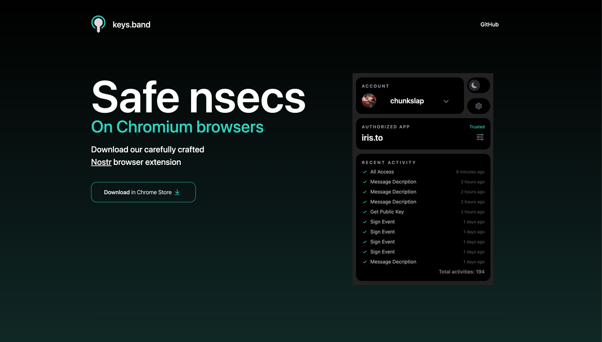 Keys.band: Open Source Nostr Chrome Signing Extension
